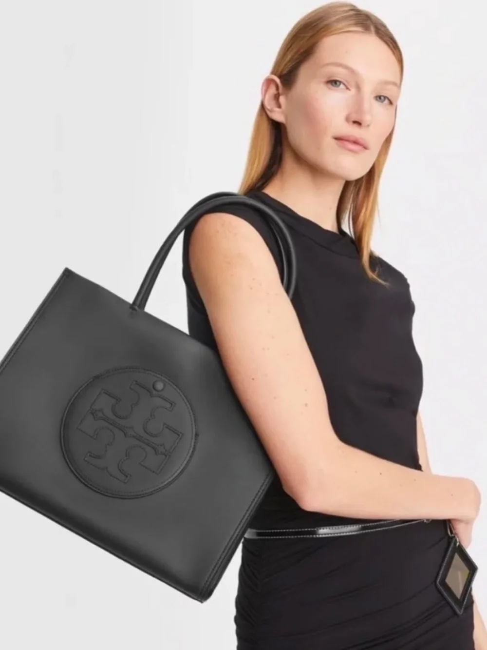 Tory Burch Small Ella Bio Tote Black NWOT + Organizer